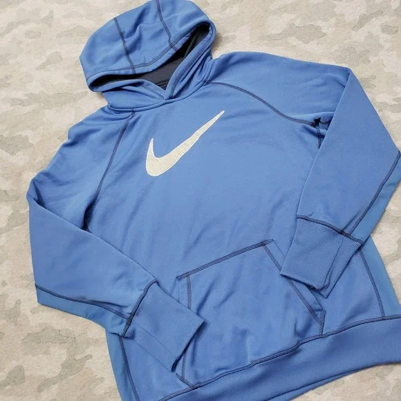 Nike Sweatshirt Womens XL Blue Therma Fit Pockets Hooded Long Sleeve - Picture 2 of 13